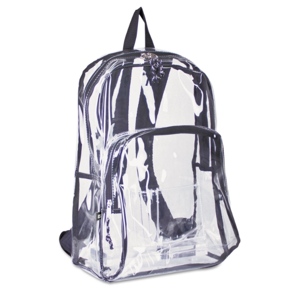 Eastsport Backpack PVC Plastic 12 1/2 x 5 1/2 x 17 1/2 Clear Black