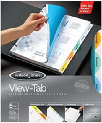 Wilson Jones View Tab Transparent Dividers 8 Tab Set Multicolor Square Tabs 6 Pack