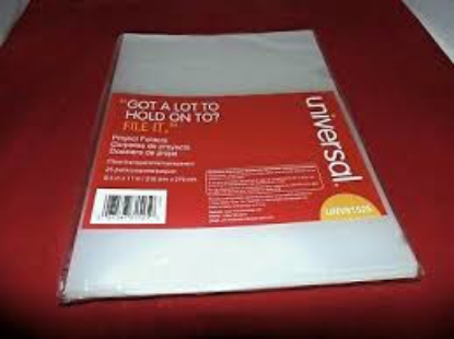 Universal Project Folders Jacket Poly Letter Clear 25 Pack