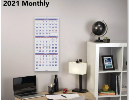 AT A GLANCE Vertical Format Three Month Reference Wall Calendar 12 x 27 2021