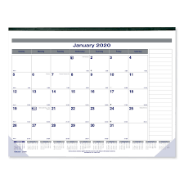 Blueline Net Zero Carbon Monthly Desk Pad Calendar 22 x 17 Black Band and Corners 2021