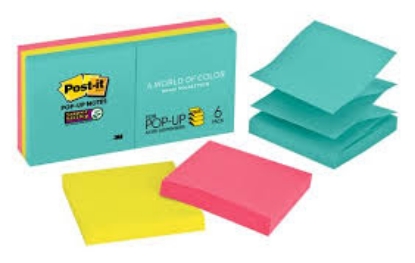 Post it Super Sticky Pop up Notes 3" x 3" Miami Collection 16 Pack 1,440 Total Sheets