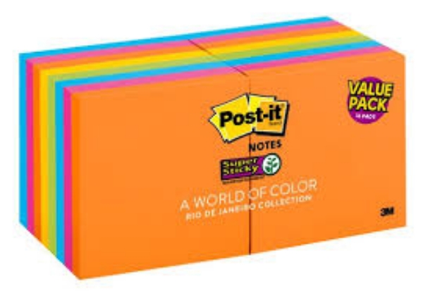 Post it Notes Super Sticky 3" x 3" Rio De Janeiro Collection 12 Pads 1,080 Total Sheets