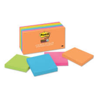 Post it Notes Super Sticky 3" x 3" Rio De Janeiro Collection 12 Pads 1,080 Total Sheets