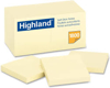 Highland Self Stick Pads 3 x 3 Yellow 100 Sheets Pad 12 Pads Pack