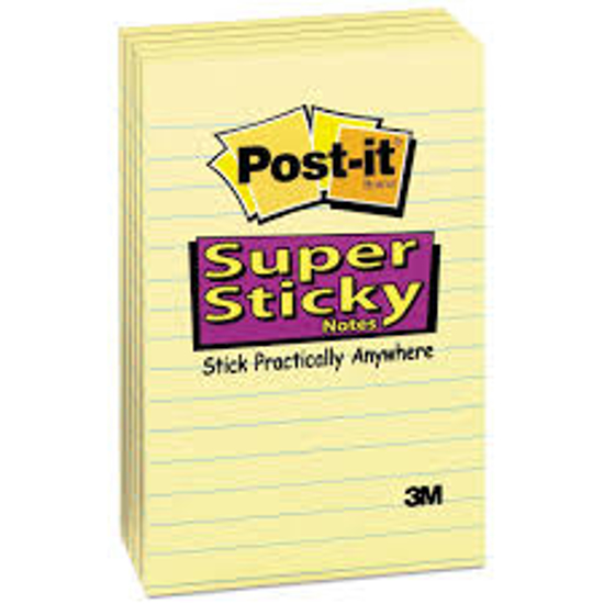 Post it Notes Super Sticky Canary Yellow Note Pads 4 x 6 Lined 90 Pad 5 Pads Pack