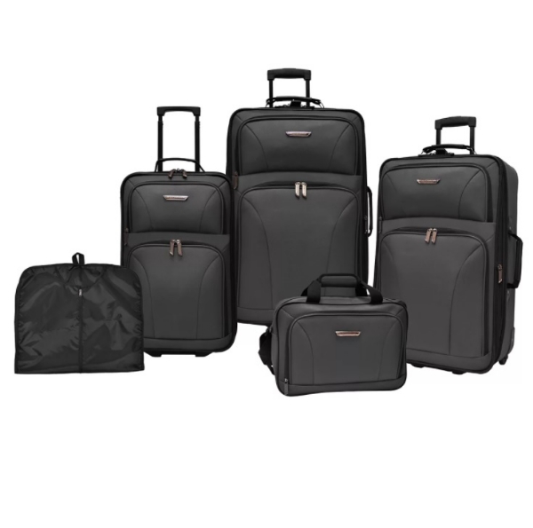 Traveler's Choice Versatile 5 Pc Luggage Set Black