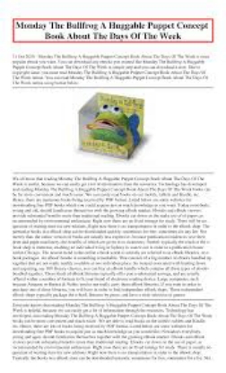 Monday the Bullfrog A Huggable Puppet Concept Book About the Days of the Week