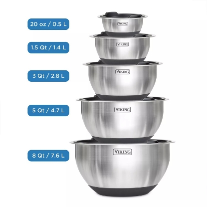 Viking 10 Piece Stainless Steel Mixing Prep and Serving Bowl Set