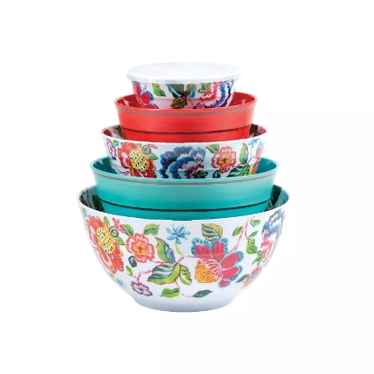 Melamine 10 Piece Mixing Bowl Set Assorted Colors