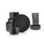 Stone Lain 24 Piece Modern Ledge Stoneware Dinnerware Set Black Matte