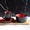 Stone Lain Two Tone Modern 32 Piece Stoneware Dinnerware Set Service for 8 Red and Black