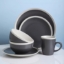 Stone Lain Two Tone 32 Piece Stoneware Dinnerware Set Service for 8 Gray and Cream