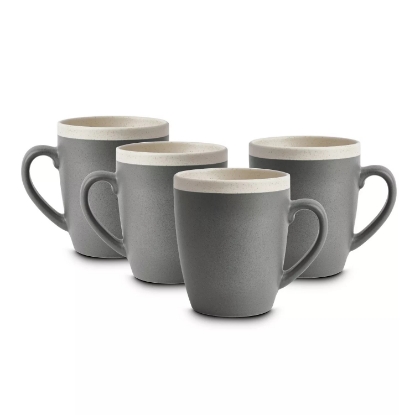 Stone Lain Two Tone 32 Piece Stoneware Dinnerware Set Service for 8 Gray and Cream