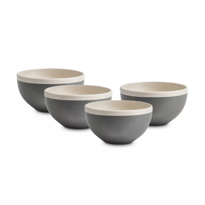 Stone Lain Two Tone 32 Piece Stoneware Dinnerware Set Service for 8 Gray and Cream