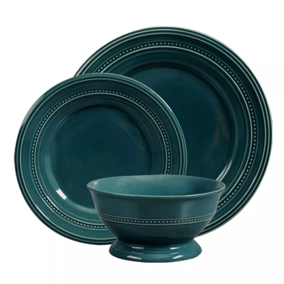 Gibson Elite 18 Piece Transparent Glaze Barberware Dinnerware Set Assorted Colors