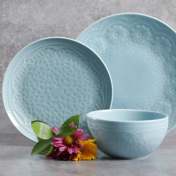 Gibson Elite 18 Piece Transparent Glaze Alemany Dinnerware Set