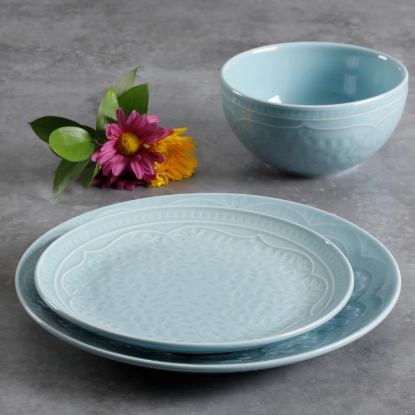 Gibson Elite 18 Piece Transparent Glaze Alemany Dinnerware Set