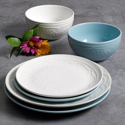 Gibson Elite 18 Piece Transparent Glaze Alemany Dinnerware Set