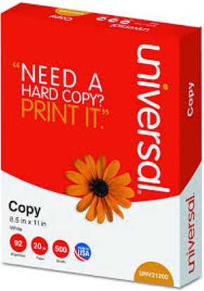 Universal Copy Paper Convenience Carton 92 Brightness 20lb 8 1/2" x11" White 5 Reams CT