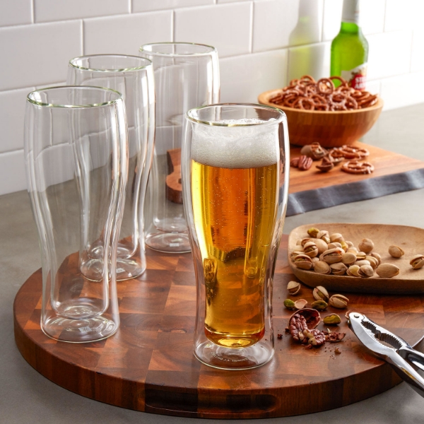 Henckels International 14 oz Double Wall Beer Glass 4 pack