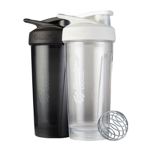 BlenderBottle Strada 28 ounce Tritan Black White Combo 2 Pack