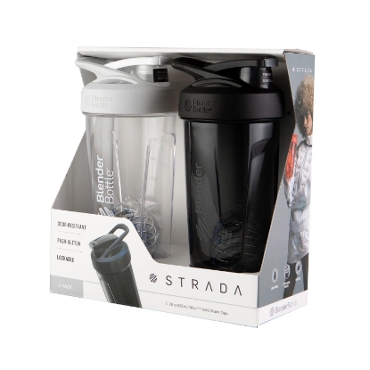 BlenderBottle Strada 28 ounce Tritan Black White Combo 2 Pack