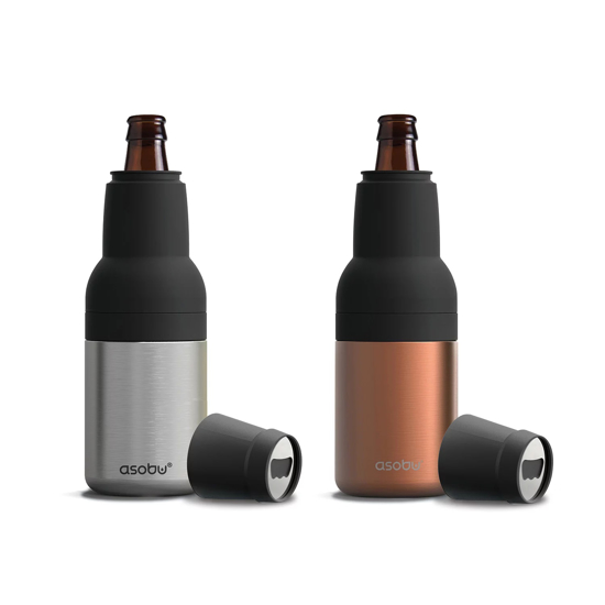Asobu Frosty Beer 2 Go Chiller Bottle and Can Cooler 2 Pack Copper and Silver