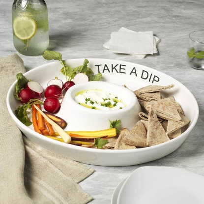Take a Dip White Oval Chip and Dip Platter 16.5"