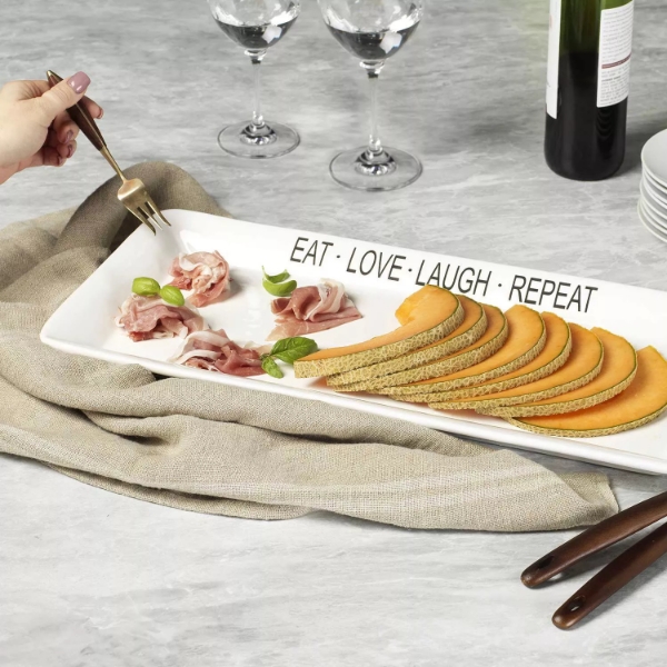 Eat Love Laugh Repeat White Rectangular Platter 21