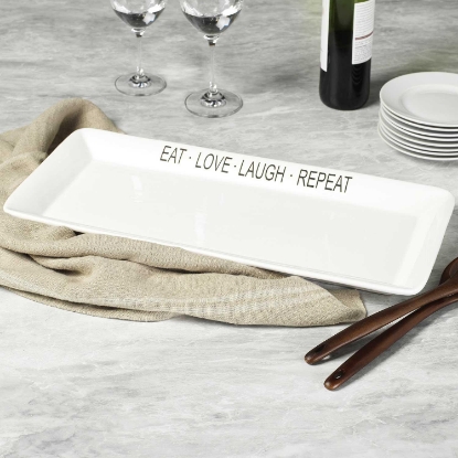Eat Love Laugh Repeat White Rectangular Platter 21