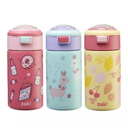 Zak Designs 15 oz Vacuum Insulated Stainless Steel Water Bottle Set 3 Pack Assorted Colors