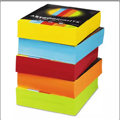 Astrobrights Color Paper 8.5 x 11 24 lb 89 gsm Mixed Carton 5 Color Assortment 2500 Sheets