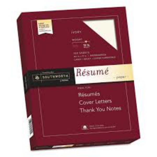Southworth 100 Cotton Résumé Paper 8.5 x 11 32 lb Wove Finish Ivory 100 Sheets