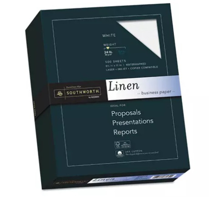 Southworth 25 Cotton Business Paper 8.5 x 11 24 lb Linen Finish 500 Sheets Ream Choose a Color