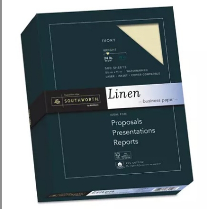 Southworth 25 Cotton Business Paper 8.5 x 11 24 lb Linen Finish 500 Sheets Ream Choose a Color