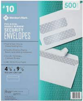 Member's Mark Envelope 10 Double Window 500 ct