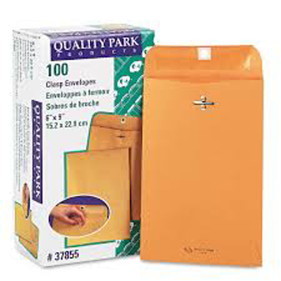 Quality Park Clasp Envelope 6" x 9" Brown Kraft 100 Box