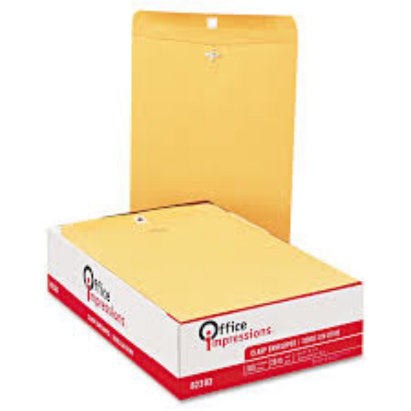 Office Impressions Clasp Envelopes 10 x 13 Brown Kraft 100 Count