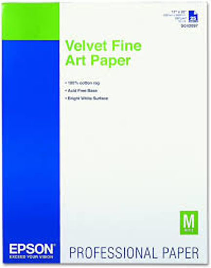 Epson Velvet Fine Art Paper 8 1/2 x 11 White 20 Sheets Pack