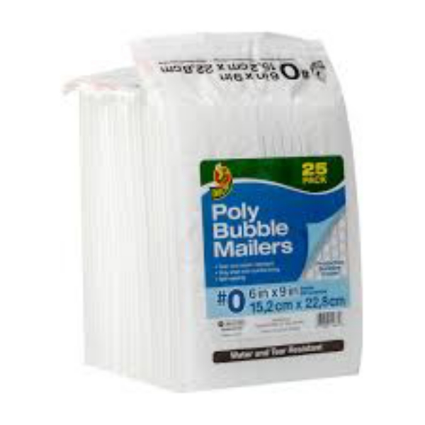 Duck Brand 0 Poly Bubble Mailer White 25 pk 6" x 9"