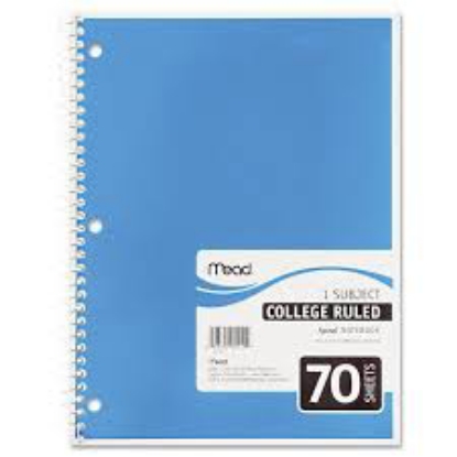 Mead Spiral Bound Notebook College Rule 8 x 10 1/2 White 1 Subject 70 Sheets Pad