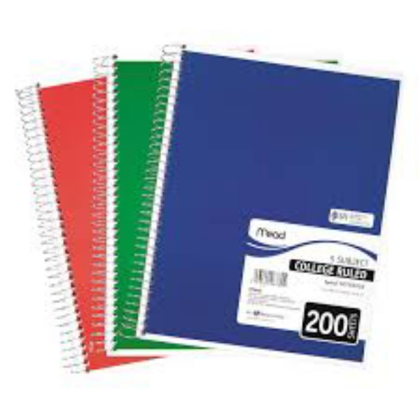 Mead 5 Subject Notebook College Rule 8 1/2 x 11 White 200 Sheets per Pad