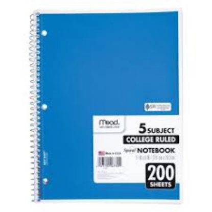 Mead 5 Subject Notebook College Rule 8 1/2 x 11 White 200 Sheets per Pad