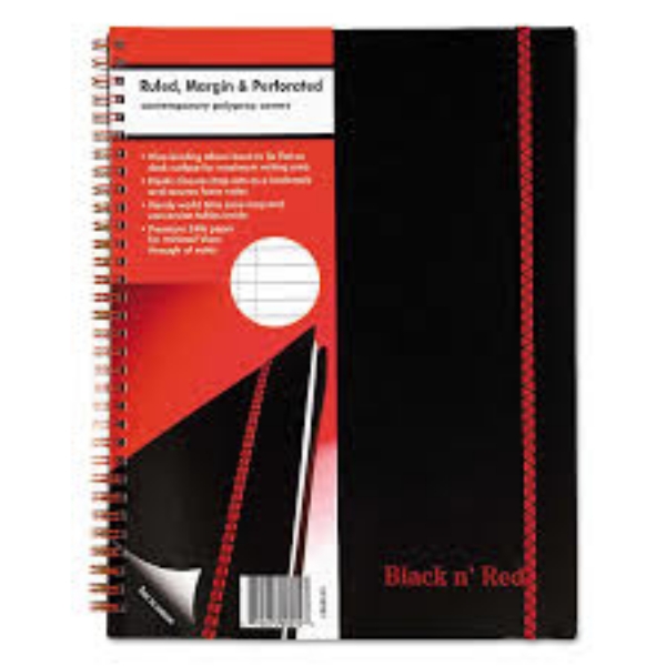 Black n Red Polypropylene Twinwire Notebook Margin Rule 70 Sheets Pad