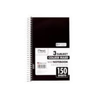 Mead College Ruled 3 Subject Spiral Notebook