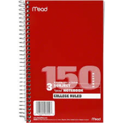Mead College Ruled 3 Subject Spiral Notebook