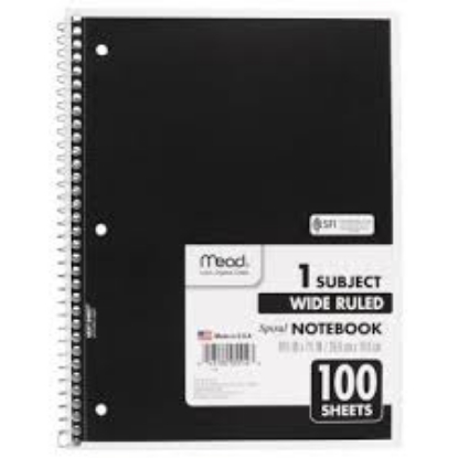 Mead Spiral Bound Notebook Wide Margin Rule 8" x 10 1/2" White1 Subject 70 Sheets Pad