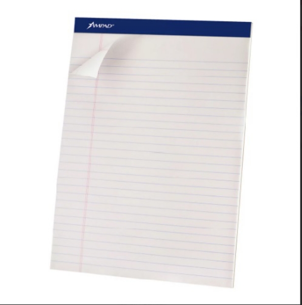 Ampad White Letter Perforated Wide Ruled Pad 50 Sheets 12 pk