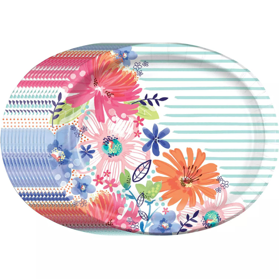 Member's Mark Spring Bliss Oval Paper Plates 10" x 12" 55 ct.